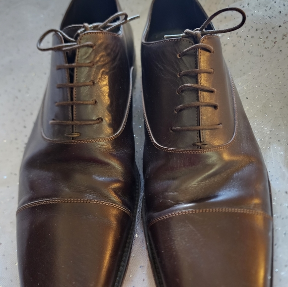 Ermenegildo Zegna Men's Dark Brown Leather Oxfords 9.5 EE - Picture 1 of 6